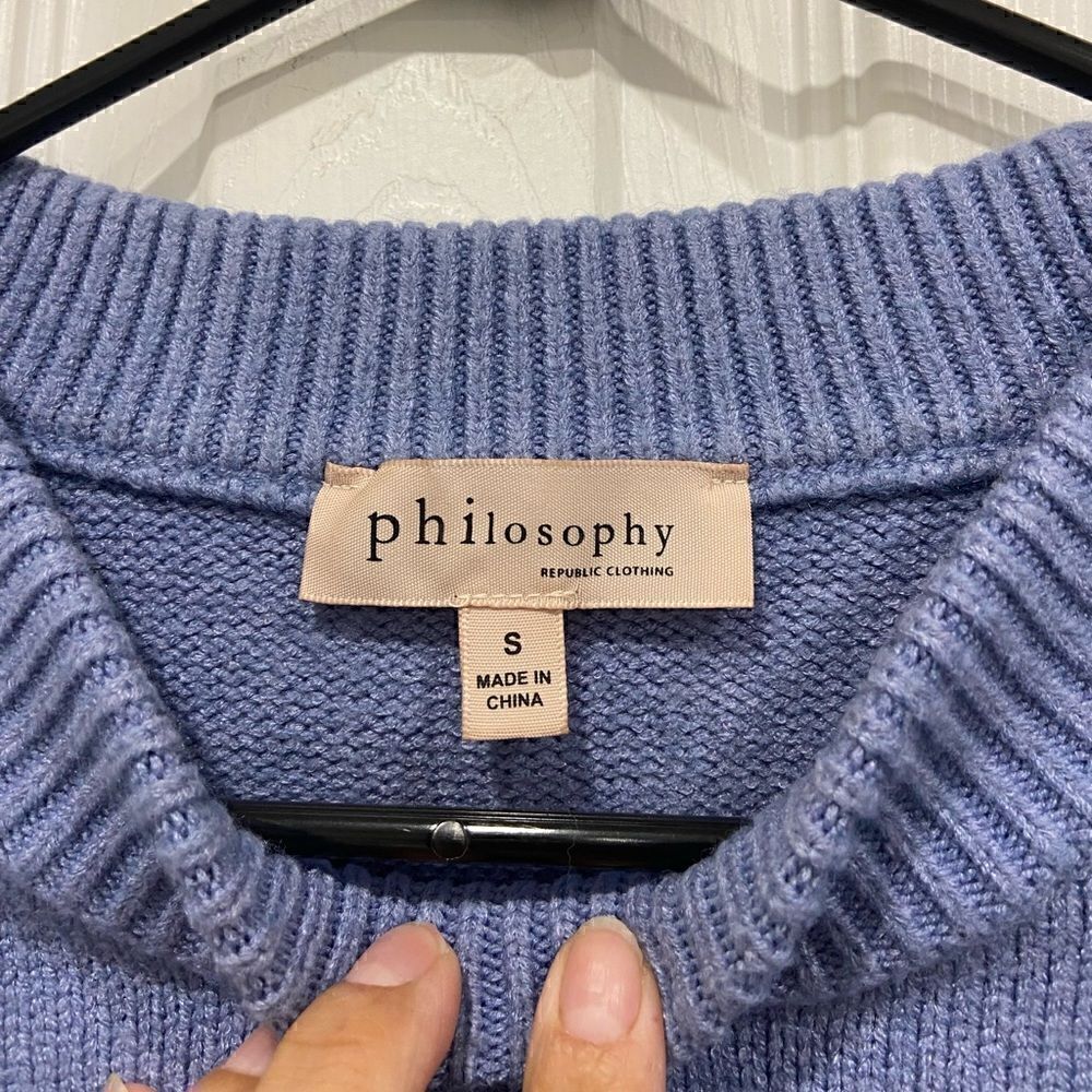 Philosophy Republic Clothing women’s blue sweater gray stripes size small - Picture 3 of 10